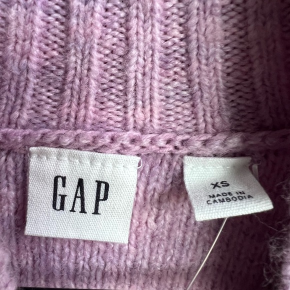 New GAP Airy Oversized Cable-Knit Mockneck Sweater Purple Rain XS Preppy Luxury - Picture 10 of 15